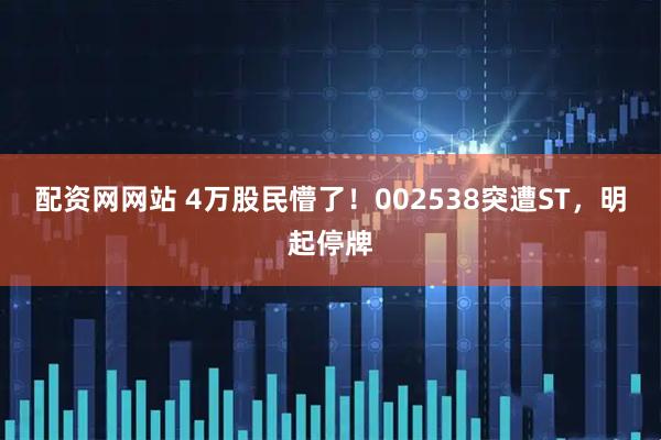 配资网网站 4万股民懵了！002538突遭ST，明起停牌